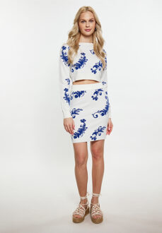 Rock Dames Wol Wit Blauw Wit/Blauw - S