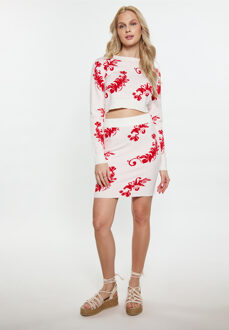 Rock Dames Wol Wit Rood Wit/Rood - XS