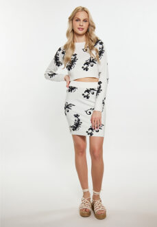 Rock Dames wol wit zwart Wit/Zwart - S