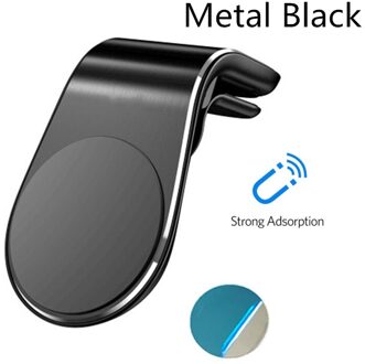 Rock Metal Magnetische Auto Telefoon Houder Voor Iphone Samsung Xiaomi 360 Air Magneet Stand In Auto Gps Mini Air Vent magneet Mount Stand Metal zwart