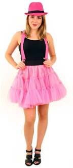Rock & Roll Kostuum | Rock And Roll Petticoat 3 Lagen Roze Vrouw | One size | Carnaval kostuum | Verkleedkleding