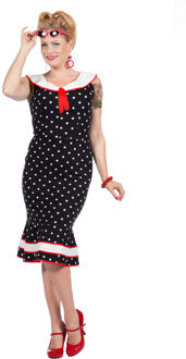 Rockabilly jurk Betty Zwart, Multikleur - Print