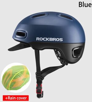 Rockbros Eps Integraal Gegoten Helm Bike Unisex Ademend Shockproof Fietsen Fiets Helm Verstelbare Hoed Fietsen Apparatuur WT-09blauw rain hoes