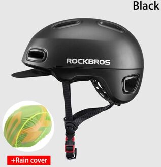 Rockbros Eps Integraal Gegoten Helm Bike Unisex Ademend Shockproof Fietsen Fiets Helm Verstelbare Hoed Fietsen Apparatuur WT-09zwart rain hoes