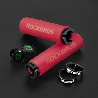 Rockbros Gratis Shipp Fiets Grips Mtb Siliconen Sponge Handvatten Anti-Slip Shock-Absorberende Zachte Ultraight Fietsen Stuur BT1001RDBK