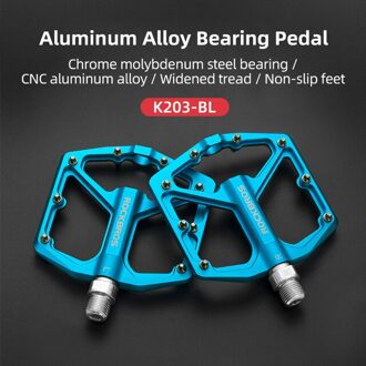 Rockbros Ultralight Mtb Fiets Pedalen Bmx Dh Fiets Aluminium Legering Pedaal As 9/16 "Cr Mo Spindel Fietsen Sealed Bearing pedalen K203-blauw