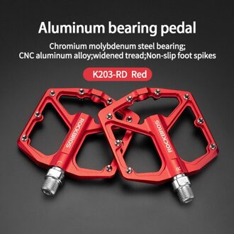 Rockbros Ultralight Mtb Fiets Pedalen Bmx Dh Fiets Aluminium Legering Pedaal As 9/16 "Cr Mo Spindel Fietsen Sealed Bearing pedalen K203-rood