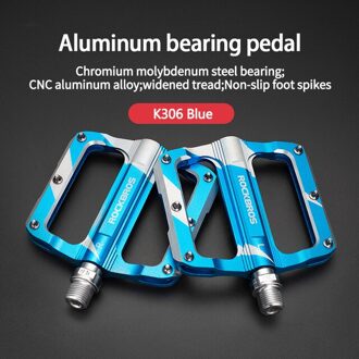Rockbros Ultralight Mtb Fiets Pedalen Bmx Dh Fiets Aluminium Legering Pedaal As 9/16 "Cr Mo Spindel Fietsen Sealed Bearing pedalen K306-blauw