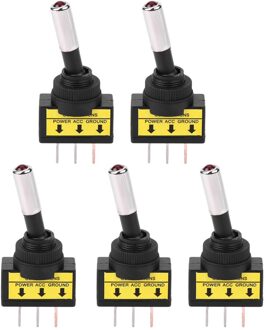 Rocker Switch 5 Pcs 12 V 20A Auto Motorfiets Rode LED Dot Light ON-OFF Rocker Toggle Schakelaar voor 12 V motor voertuigen stuur schakelaar