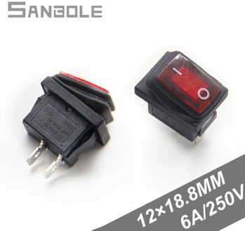 Rocker Switch Small Ship Type 15mm*21mm Power Supply 2 Foot Two Archives Water Dispenser Switches 250v 6a Waterproof (10PCS)