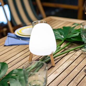 Rocket 20 LED sfeerlamp met hout, Akku wit, licht hout