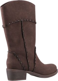 Rocket Dog Rowdy Kunstleren Dames Laarzen Met Hak In Donkerbruin Tot Halverwege De Kuit - maat