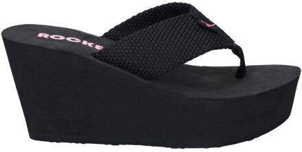 Rocket Dog Women's Rocket Dog Diver Wedge Sandals in Black - maat Zwart