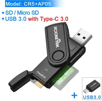 Rocketek Usb 3.0 Multi Memory Card Reader Otg Type C Android Adapter Cardreader Voor Micro Sd/Tf Cf MS microsd Lezers Computer CR5 - AP05