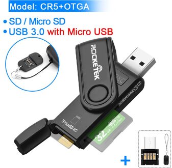 Rocketek Usb 3.0 Multi Memory Card Reader Otg Type C Android Adapter Cardreader Voor Micro Sd/Tf Cf MS microsd Lezers Computer CR5 - OTGA