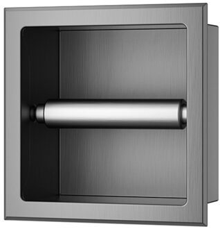 Rocko toiletrolhouder zonder klep inbouw gunmetal 33.2113 Gunmetal geborsteld (antraciet)