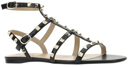Rockstud leren sandalen Zwart
