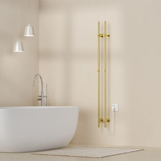 Rod staafhanddoekdroger - 150x16,8x12,7 cm - elektrisch - dubbel - 120w - 2,5cm - geborsteld goud HS1513BG Goud geborsteld