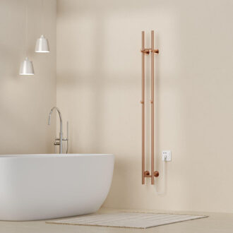 Rod staafhanddoekdroger - 150x16,8x12,7 cm - elektrisch - dubbel - 120w - 2,5cm - geborsteld koper HS1513BC Koper geborsteld