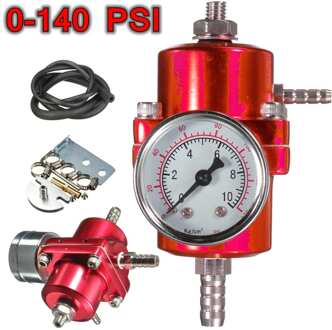 Rode 0-140PSI Universele Auto Fuel Pressure Regulator Met Gauge Verstelbare Olie Drukregelaar