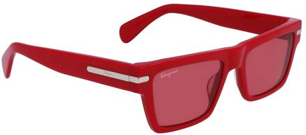 Rode Acetaat Zonnebril Rood - One Size