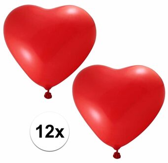 Rode ballonnen hartjes 12 stuks Rood