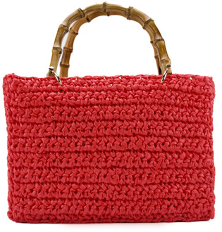 Rode Bamboe Shopper Tas Chica London , Red , Dames - ONE Size