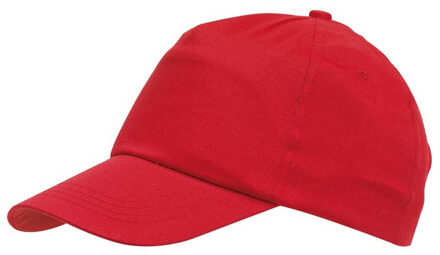 Rode baseballcap 5-panel voor volwassenen met klittenbandsluiting