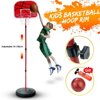 Rode Basketbal Hoepel + Basketbal + Pomp 1.5M Hoogte Verstelbare Kids Mimi Basketbal Hoepel Velg Net Set Bord Mand bal 72-150Cm