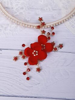 Rode Bruids Hoofddeksels Bloem Haar Clip Vrouwen Haar Sieraden Tiara Bruiloft Hoofdtooi Haaraccessoires Voor Bruid