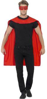 Rode Cape En Oogmasker Superheld | One Size | Carnaval kostuum | Verkleedkleding
