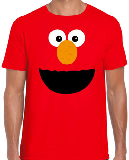 Rode cartoon knuffel gezicht - verkleed t-shirt - rood - voor heren 2XL
