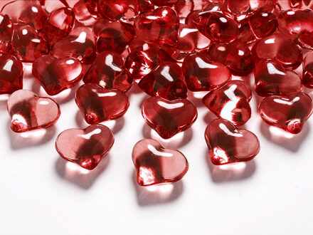 Rode decoratie hartjes diamantjes 30 stuks Rood