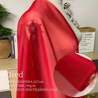 Rode Framboos Pure Kleur 8Momme Organza 100% Zijde Kledingstuk Materialen Jurk Kostuum Vrouwen Diy Kleding Stof 03rood