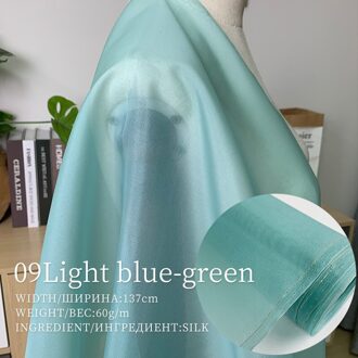 Rode Framboos Pure Kleur 8Momme Organza 100% Zijde Kledingstuk Materialen Jurk Kostuum Vrouwen Diy Kleding Stof 09licht blauw groen