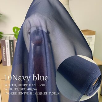 Rode Framboos Pure Kleur 8Momme Organza 100% Zijde Kledingstuk Materialen Jurk Kostuum Vrouwen Diy Kleding Stof 10marine blauw