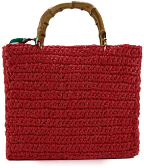 Rode Gehaakte Shopper Tas Chica London , Red , Dames - ONE Size