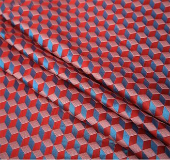 Rode Geometrische diamond Metallic Jacquard Brokaat Stof satijn damast kostuum jurk naaien doek stof voor patchwork bekleding
