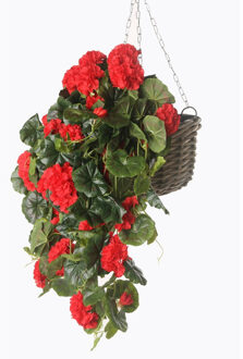 Rode geranium kunstplant - hangplant - 70 cm - Kunstplanten/nepplanten