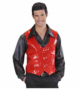 Rode Gilet glitter man Rood - Zalm