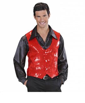 Rode Gilet glitter man Rood - Zalm