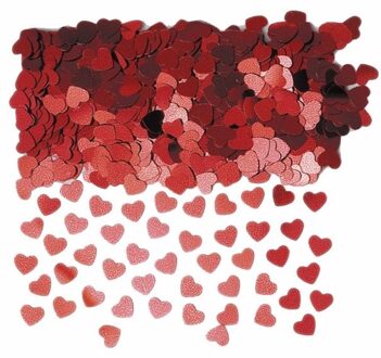 Rode glimmende hartjes confetti - Confetti Rood