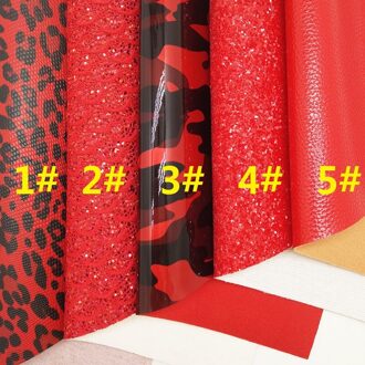 Rode Glitter Leer, Camouflage Luipaard Gedrukt Glitter Stof, litchi Kunstleer Lakens A4 21X29Cm Twinkling Ming KM239 1 reeks