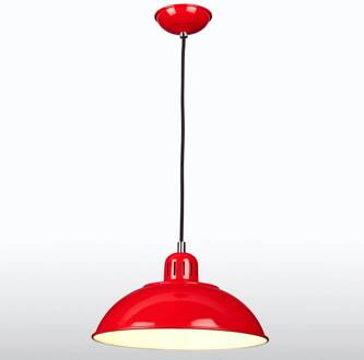 Rode hanglamp Franklin in retrodesign rood, wit, zwart