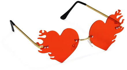 Rode Hartvormige Bril Met Vlammen Rood - Zalm