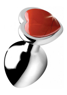 Rode Jaspis Hart - Butt Plug - Medium - Rode Jaspis Hart - Butt Plug - Medium