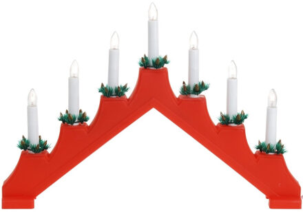 Rode kaarsenbrug met 7 lampjes 41 x 30 cm