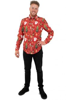 Rode Kerst Blouse Volwassenen Rood - Zalm
