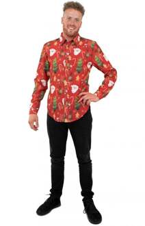Rode Kerst Blouse Volwassenen Rood - Zalm