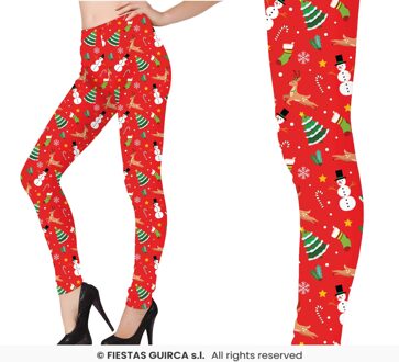 Rode Kerstmis Legging Prints Rood - Zalm